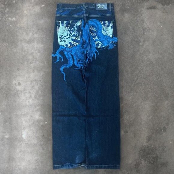 RARE Y2K baggy jeans with a dragon design - Picture 1 of 4
